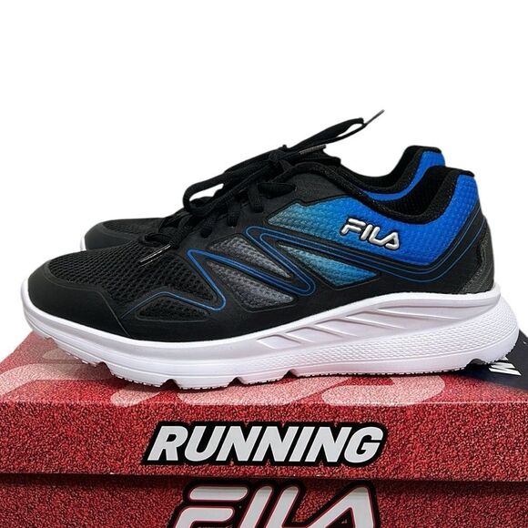 FILA Men's Running Shoe Size 9 Wide 4E Memory Panorama Black Blue Sneaker Laces - Picture 2 of 13